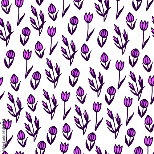  Seamless botanical pattern flowers. Vector stock illustration eps10.