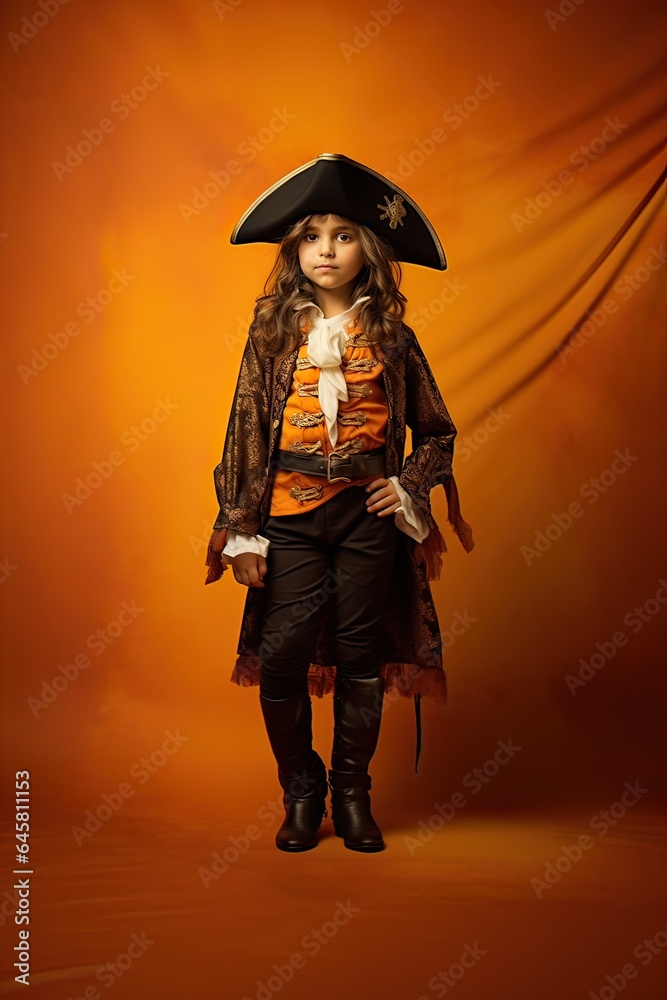 Wearing the attire of a courageous pirate, this charming girl brings the excitement and adventurous spirit of the seas to Halloween Wearing the attire of a courageous pirate, this charming girl brings the excitement and adventurous spirit of the seas to Halloween