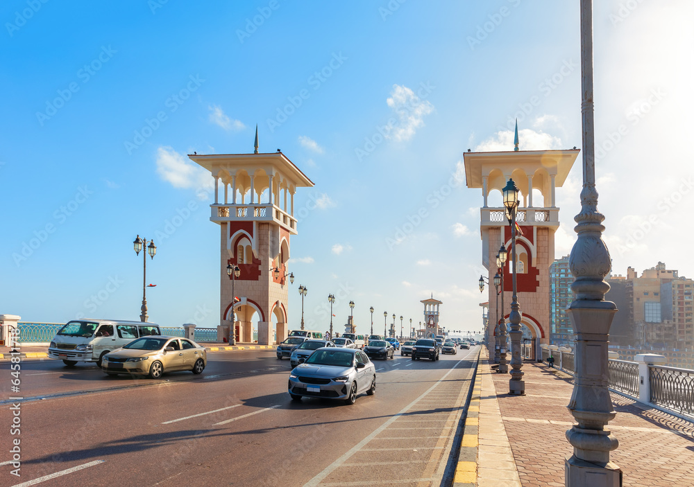 Stanley Bridge of Alexandria, view on the architectural landmark, Egypt