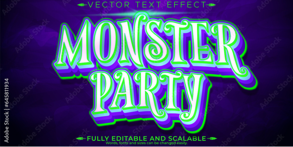 Monster party text effect, editable pumpkin and halloween text style Monster party text effect, editable pumpkin and halloween text style