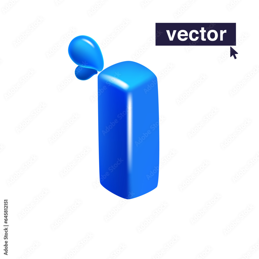Letter I logo 3D render in cartoon cubic style made of blue clear water and dew drops. Eco-friendly vector illustration. Impossible isometric shapes. Perfect for nature banner, healthy filter labels. Letter I logo 3D render in cartoon cubic style made of blue clear water and dew drops. Eco-friendly vector illustration. Impossible isometric shapes. Perfect for nature banner, healthy filter labels.