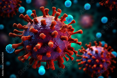 Closeup of coronavirus COVID-19 (SARS-Cov-2), virus and disease