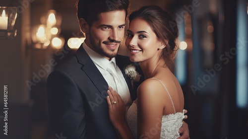 Amazingly happy newlyweds. attractive bride and handsome groom. © Suleyman