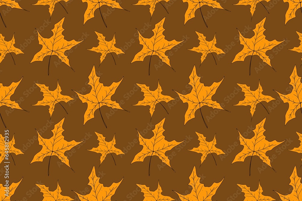 Seamless pattern with colorful autumn leaves. Hand drawn illustration Seamless pattern with colorful autumn leaves. Hand drawn illustration