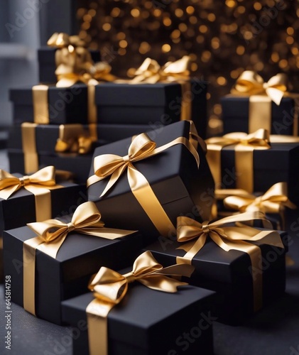 gift boxes in the city Black Friday  Cinematic daylight generative ai illustration art