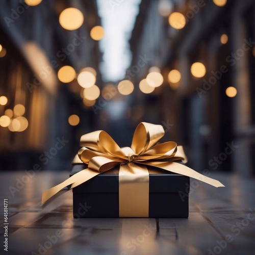 gift boxes in the city Black Friday  Cinematic daylight generative ai illustration art
