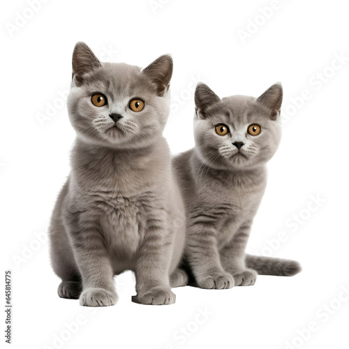 two playfull british shorthair kittens isolated