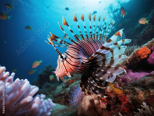 Lionfish in its Natural Habitat, Wildlife Photography, Generative AI