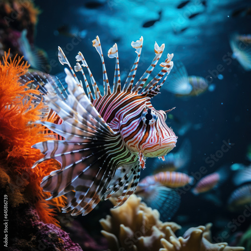 Lionfish in its Natural Habitat, Wildlife Photography, Generative AI © Vig