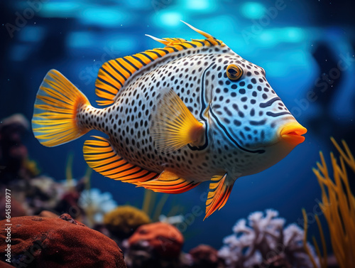 Triggerfish in its Natural Habitat, Wildlife Photography, Generative AI
