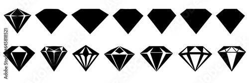 Diamond jewellery and rich silhouettes set, large pack of vector silhouette design, isolated white background