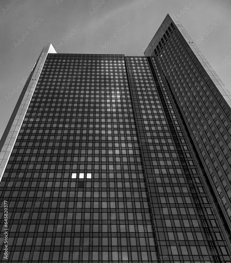 Fototapeta premium modern office buildings in Monochrome color near Frankfurt at sunset