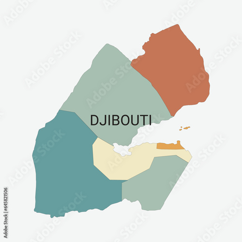 Djibouti vector map with administrative divisions