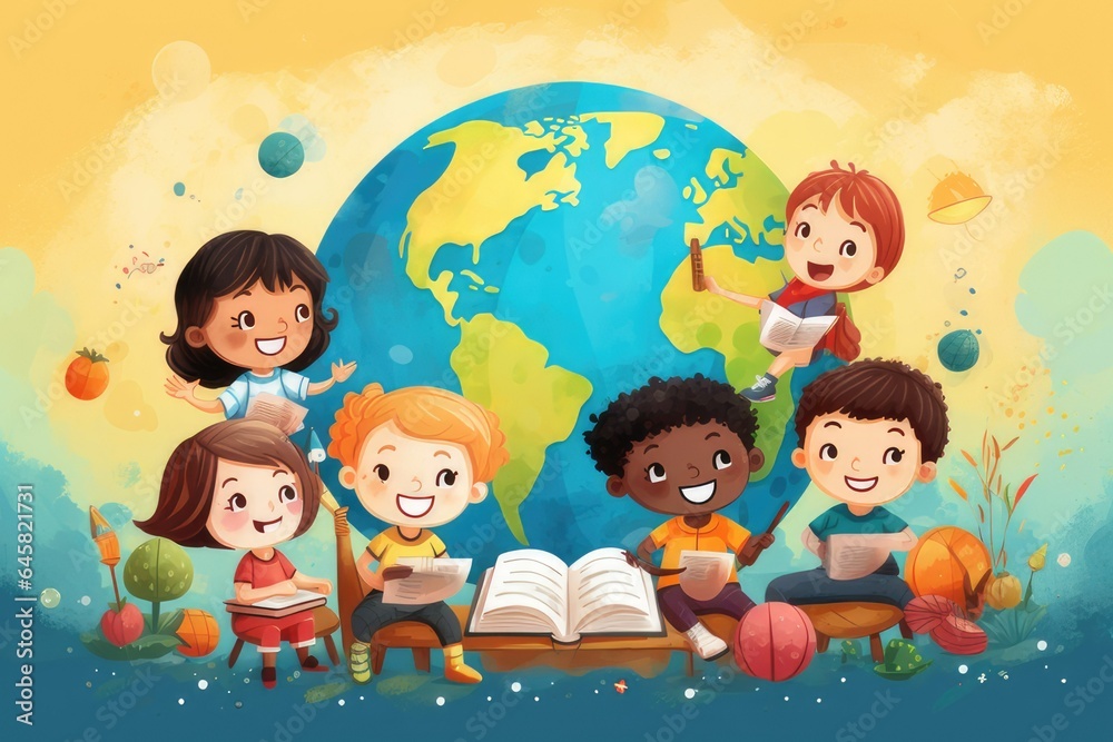 International Children's Day A Colorful Tribute to Children's Rights, Learning, and Dreams  A Symbolic Journey of Hope