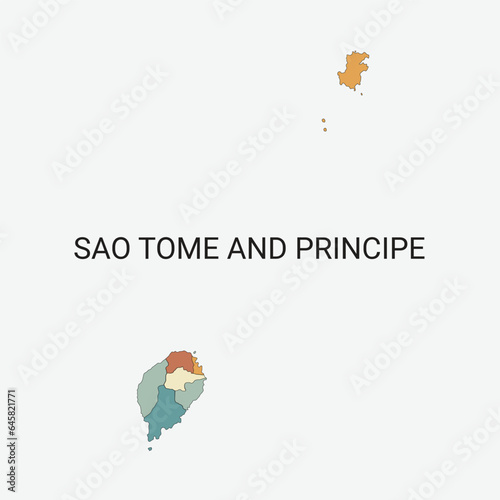 Sao Tome and Principe vector map with administrative divisions