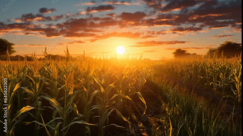 Wheat field at sunset. Ears of golden wheat close-up. Rich harvest Concept. Wheat field at sunset. Ears of golden wheat close-up. Rich harvest Concept.