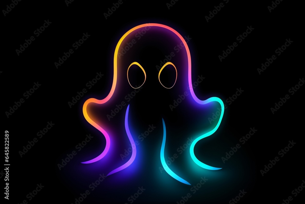 Graphic neon icon for a ghost isolated on a black background Graphic neon icon for a ghost isolated on a black background