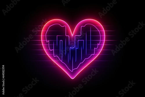 Graphic neon vector of heart shape