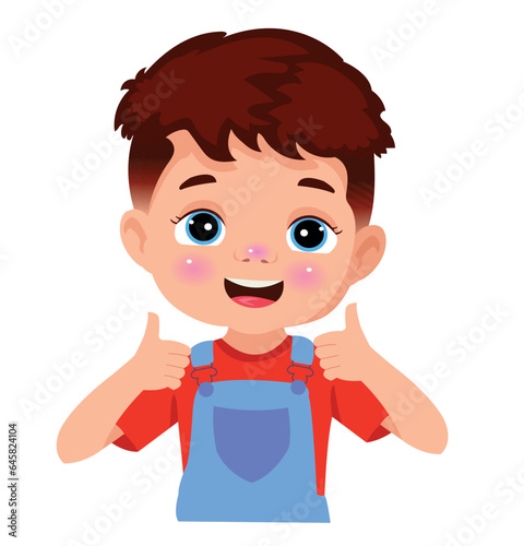 cute boy making ok sign with his thumb