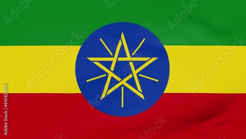 Ethiopia flag waving in wind