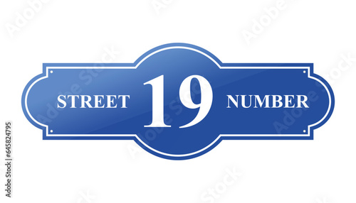 vintage blue house address metal plate. Vector illustration