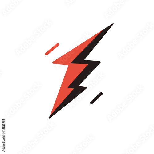 Free Download Lightning bolt symbol vector icon in minimalistic, black and red line work, japan web - GFXLoad