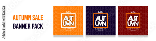 Autumn sale pack  vector concept of e-commerce, online shopping, mobile shop. Illustration for web banner, social media, business presentation, marketing material