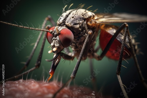 Macro view of a mosquito on human skin © David