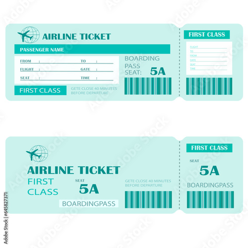 Airplane ticket for first class flight