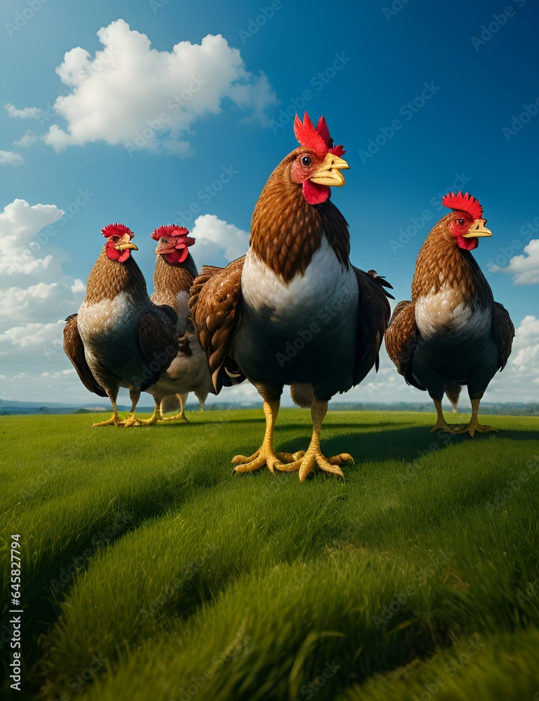 Fototapeta premium rooster and hen