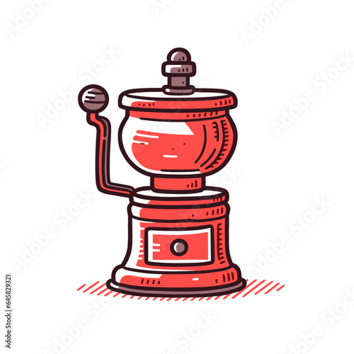 Grinder vector icon in minimalistic, black and red line work, japan web