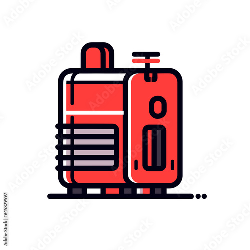 Darlington transistor vector icon in minimalistic, black and red line work, japan web