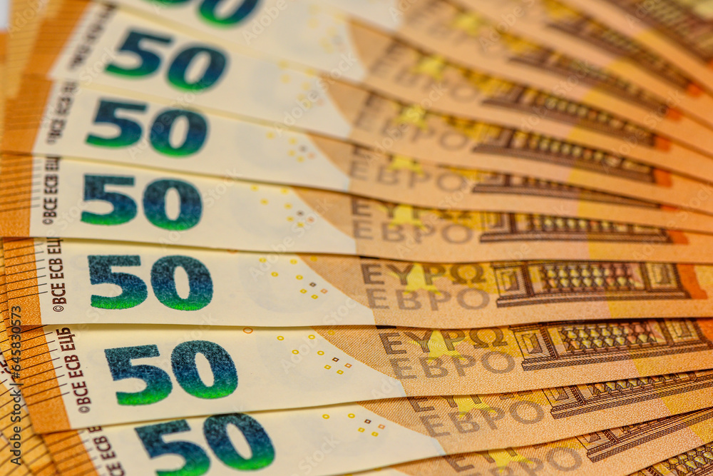 50 euro banknotes fanned out on a white background 5 50 euro banknotes fanned out on a white background 5