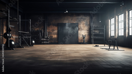 empty gym interior. 3 d illustration, 3 d rendering photo