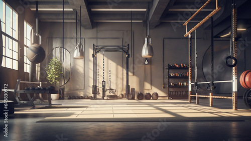 gym interior with empty space. 3 d rendering
