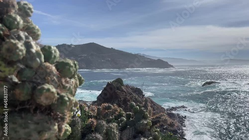 Beautiful panoramic picture of La Bufadora which is a marine geyser in Ensenada in the state of Baja California in Mexico, is a very touristic place and visited by people.