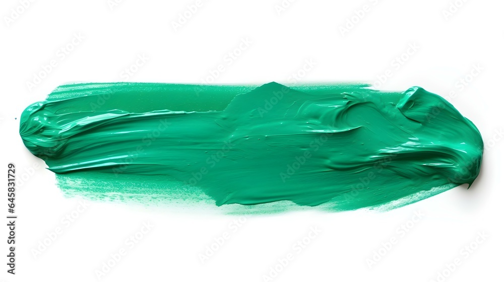 Isolated emerald Brush Stroke on a white Background. Acrylic Paint Texture with Copy Space 
