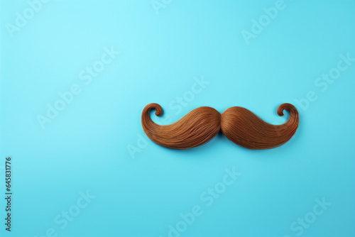 Blue november concept. Mustache isolated on a blue background. High quality photo photo