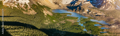 Fototapeta Naklejka Na Ścianę i Meble -  Canadian Mountain Aerial Landscape Nature Background Panorama