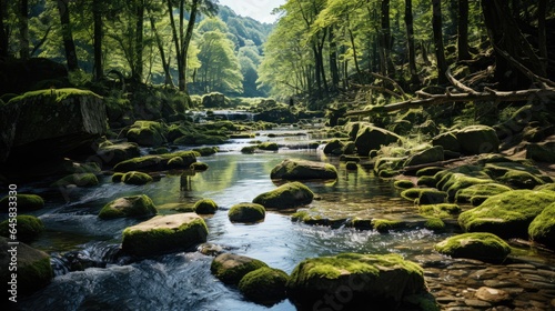 Wallpaper Mural Waterfall in summer forest in mountain forest Park Torontodigital.ca