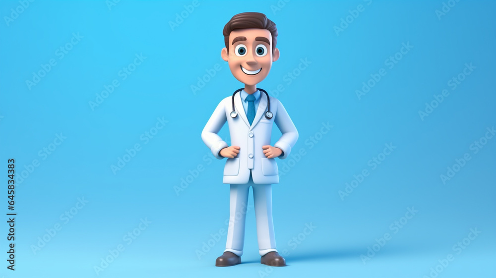 Cartoon 3d illustration image on blue background of doctors or physician Cartoon 3d illustration image on blue background of doctors or physician