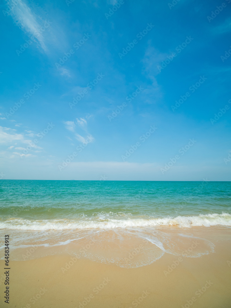 Landscape beautiful summer vertical front view tropical sea beach white sand clean and blue sky background calm Nature ocean wave water nobody travel at Sai Kaew Beach thailand Chonburi sun day time Landscape beautiful summer vertical front view tropical sea beach white sand clean and blue sky background calm Nature ocean wave water nobody travel at Sai Kaew Beach thailand Chonburi sun day time