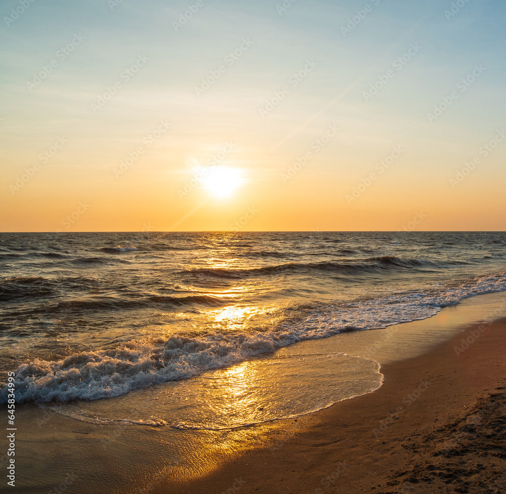 Landscape viewpoint panorama summer sea wind wave cool holiday calm coastal sunset sky light orange golden evening day look calm Nature tropical Beautiful sea water travel Bangsaen Beach thailand Landscape viewpoint panorama summer sea wind wave cool holiday calm coastal sunset sky light orange golden evening day look calm Nature tropical Beautiful sea water travel Bangsaen Beach thailand