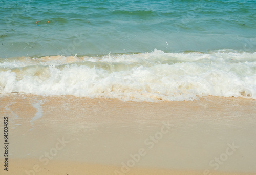 Beautiful Landscape summer panorama front viewpoint tropical sea beach white sand clean and blue sky background calm Nature ocean Beautiful wave water travel at Sai Kaew Beach East thailand Chonburi