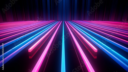 3D neon abstract colorful wavy symmetry background banner or header graphic element