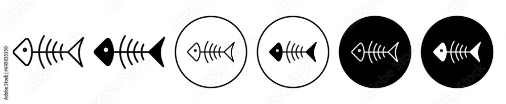 fishbone icon. Dead fish skeleton shape symbol. Vertebra with back ...