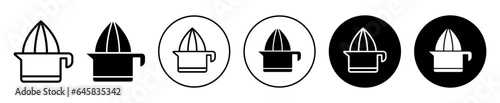 Juicer Squeezer Icon. Fruit reamer household kitchenware tool symbol. Hand press Juice maker vector. 