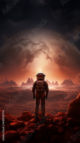 Planet mars in deep space, background banner or wallpaper poster style