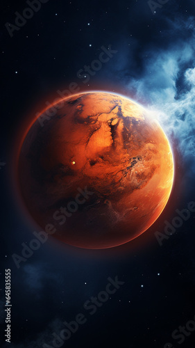 Planet mars in deep space, background banner or wallpaper poster style