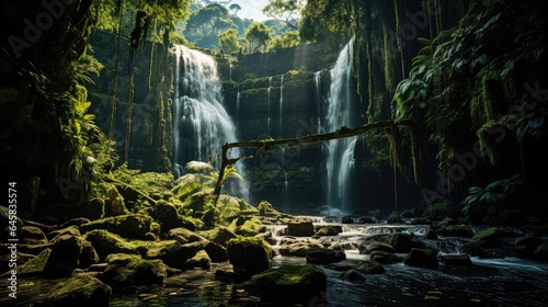 waterfall Landscape. A waterfall hidden in a tropical forest